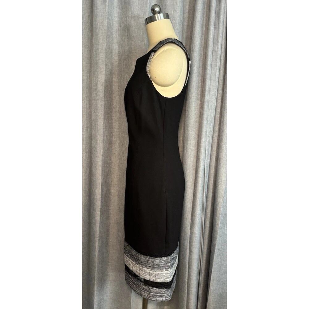 WHBM BLACK TWEED BORDER DRESS SLEEVELESS SHEATH SIZE 4 NWT - Picture 2 of 16